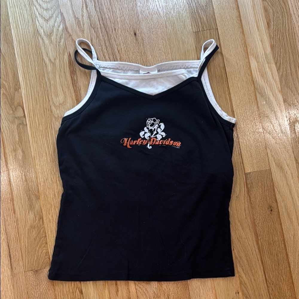 Harley-Davidson White Tank with Orange and Black Logo